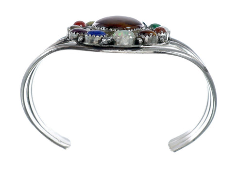 Navajo Sterling Silver Tiger Eye Treasure Cuff Bracelet NX11786